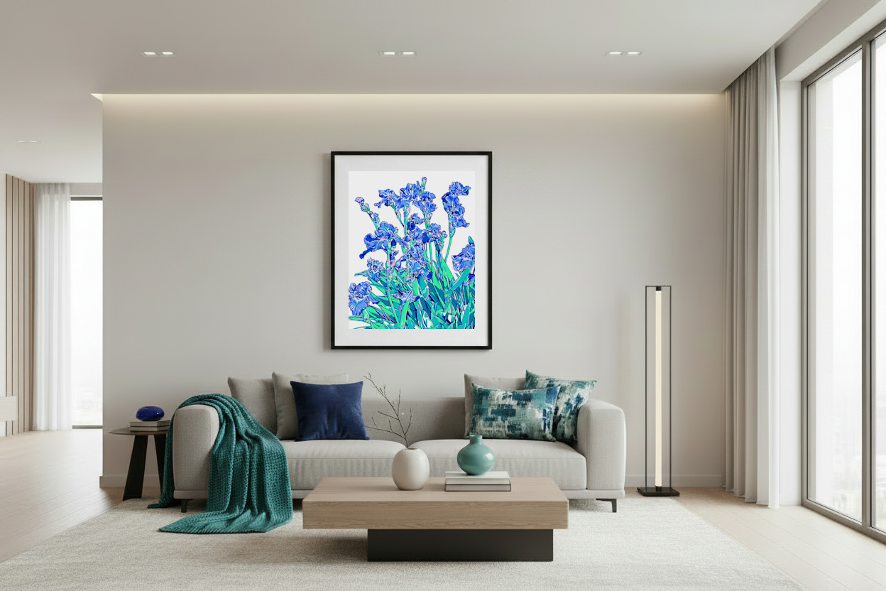 "Lednice Blue Iris" Art Print by Vitali Komarov