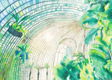 Aquarell "Schloss-Palmenhaus" / Akvarel "Zámecký skleník"