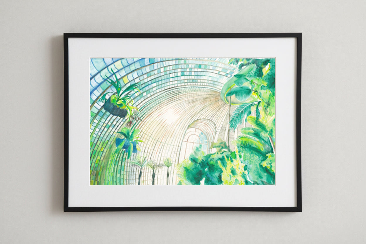 Aquarell "Schloss-Palmenhaus" / Akvarel "Zámecký skleník"